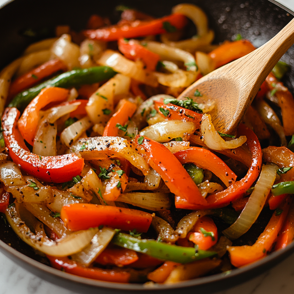 Sautéing onions, garlic, and peppers